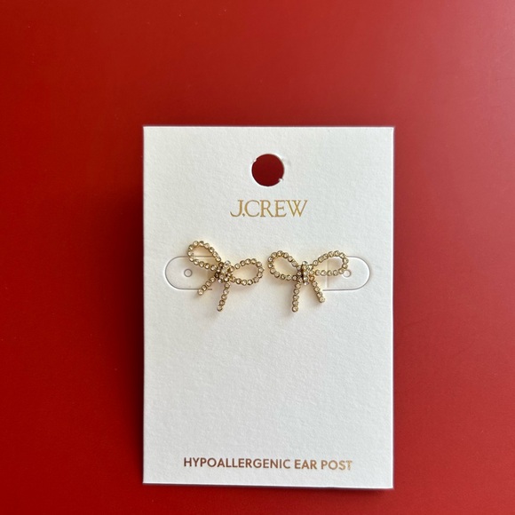 NWT J. Crew Crystal Bow Stud Earrings - Picture 14 of 16